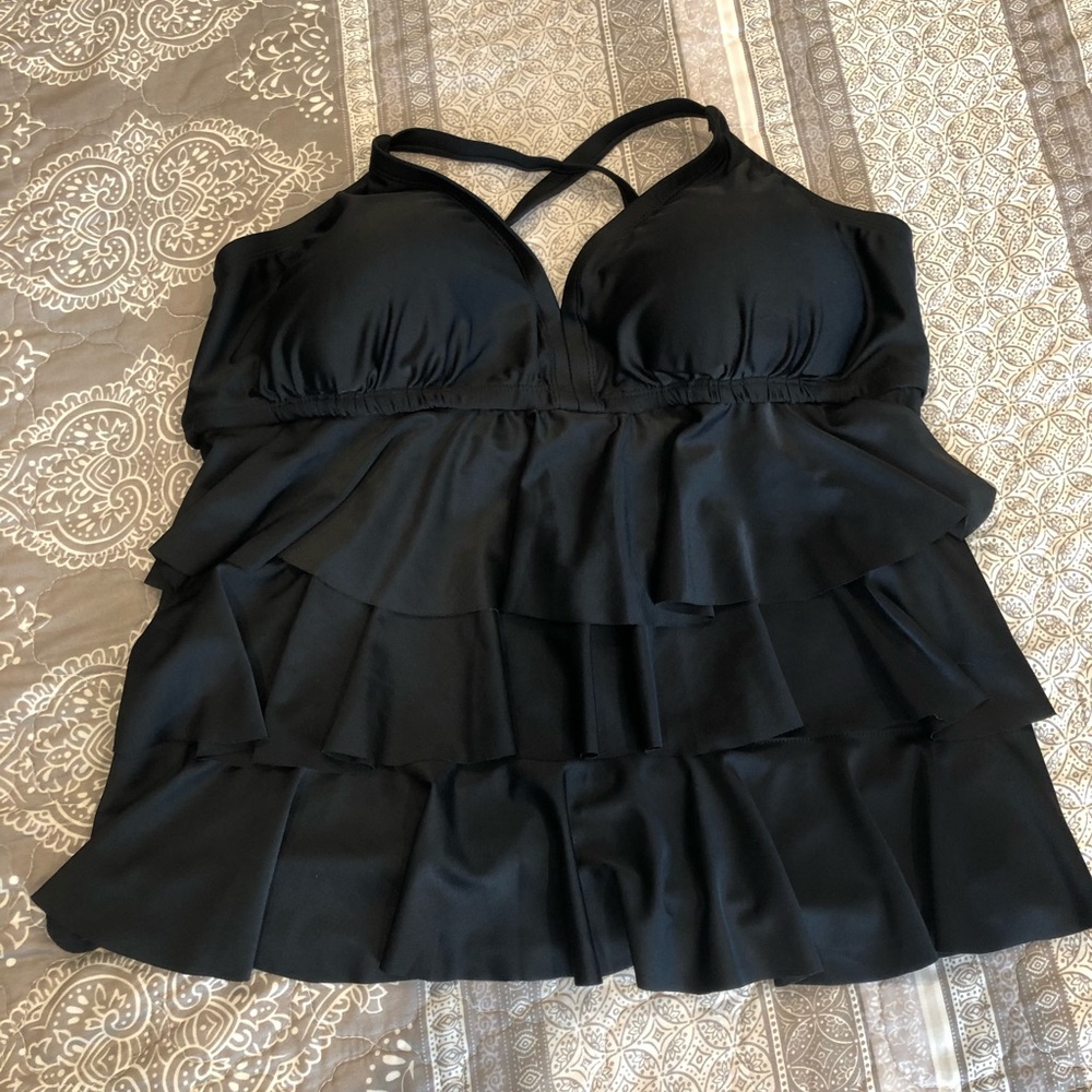 Black tankini bathing suit top
